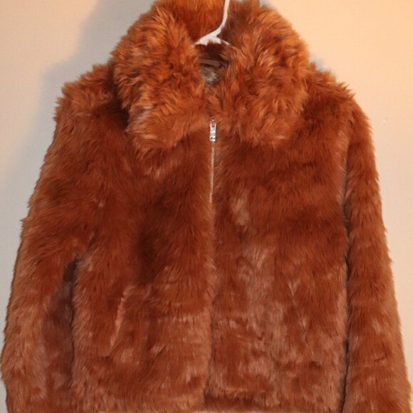 Abercrombie & Fitch Faux Fur Jacket In Brown Size - Picture 1 of 5